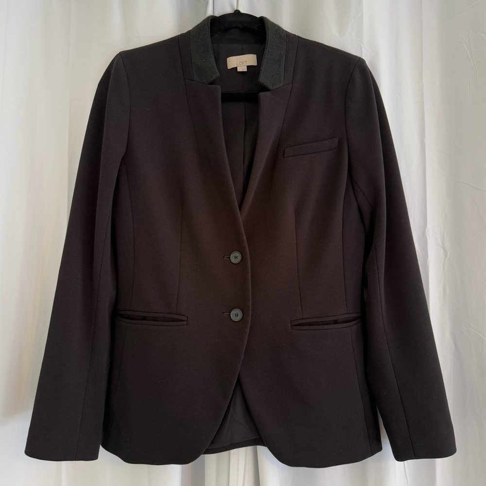 LOFT Tailored Stand Collar Black Blazer Women’s 4 Workwear - Picture 3 of 9
